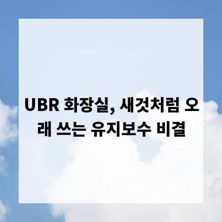 UBR 화장실, 새것처럼 오래 쓰는 유지보수 비결
