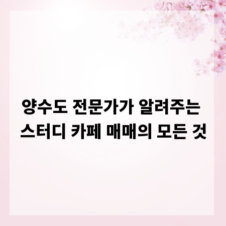 양수도 전문가가 알려주는 스터디 카페 매매의 모든 것