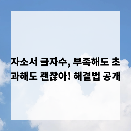 자소서 글자수, 부족해도 초과해도 괜찮아! 해결법 공개