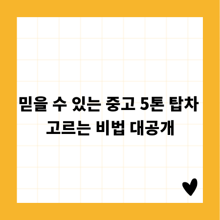 믿을 수 있는 중고 5톤 탑차 고르는 비법 대공개