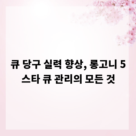큐 당구 실력 향상, 롱고니 5스타 큐 관리의 모든 것