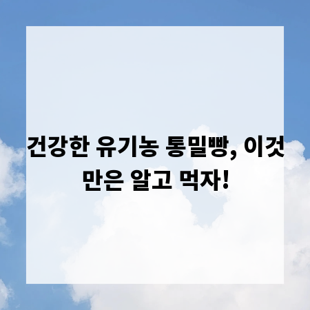 건강한 유기농 통밀빵, 이것만은 알고 먹자!