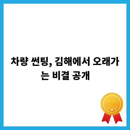 차량 썬팅, 김해에서 오래가는 비결 공개