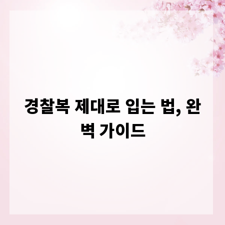 경찰복 제대로 입는 법, 완벽 가이드
