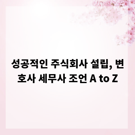 성공적인 주식회사 설립, 변호사 세무사 조언 A to Z