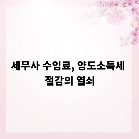 세무사 수임료, 양도소득세 절감의 열쇠