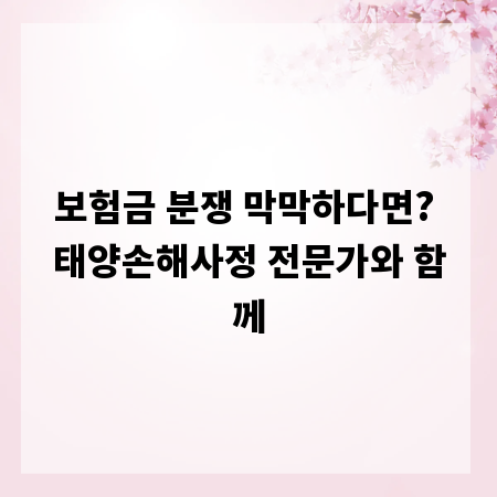 보험금 분쟁 막막하다면? 태양손해사정 전문가와 함께