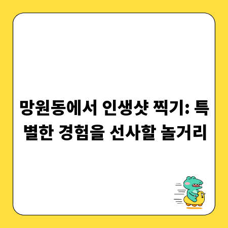 망원동에서 인생샷 찍기: 특별한 경험을 선사할 놀거리