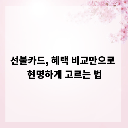 선불카드, 혜택 비교만으로 현명하게 고르는 법