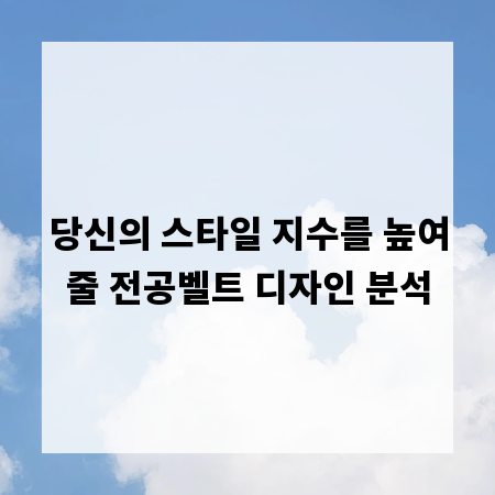 당신의 스타일 지수를 높여줄 전공벨트 디자인 분석