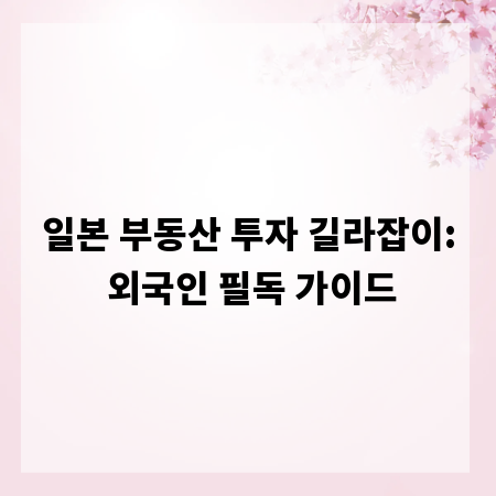 일본 부동산 투자 길라잡이: 외국인 필독 가이드
