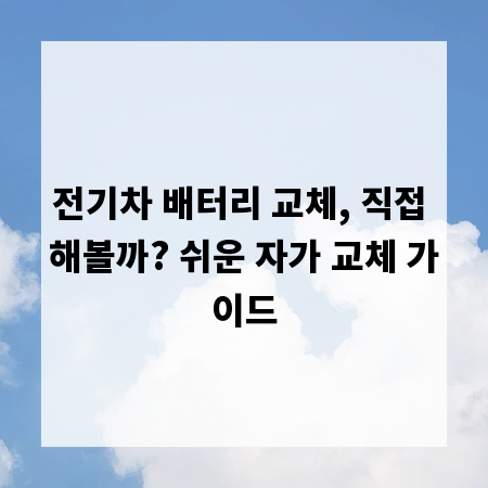 전기차 배터리 교체, 직접 해볼까? 쉬운 자가 교체 가이드
