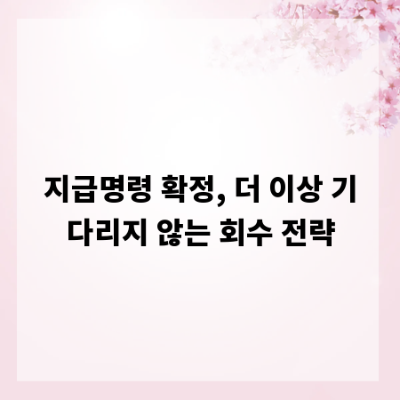 지급명령 확정, 더 이상 기다리지 않는 회수 전략