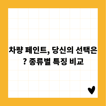 차량 페인트, 당신의 선택은? 종류별 특징 비교