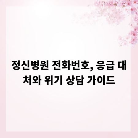 정신병원 전화번호, 응급 대처와 위기 상담 가이드