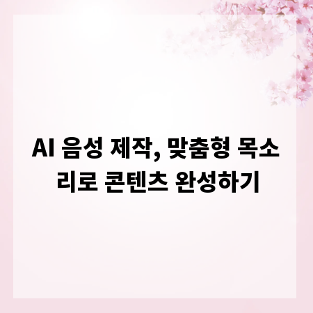 AI 음성 제작, 맞춤형 목소리로 콘텐츠 완성하기