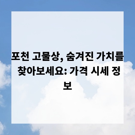 포천 고물상, 숨겨진 가치를 찾아보세요: 가격 시세 정보