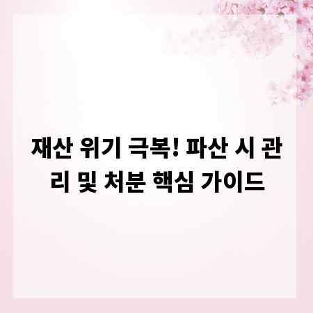 재산 위기 극복! 파산 시 관리 및 처분 핵심 가이드