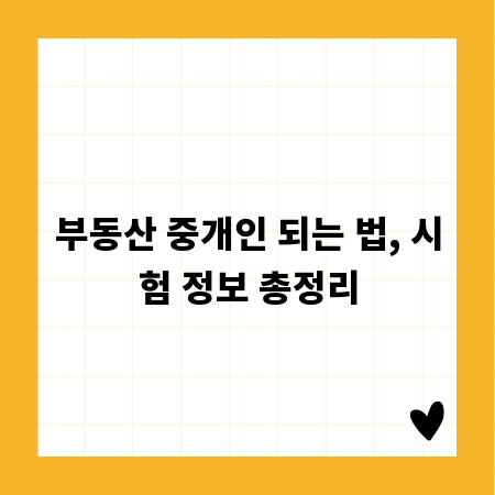 부동산 중개인 되는 법, 시험 정보 총정리