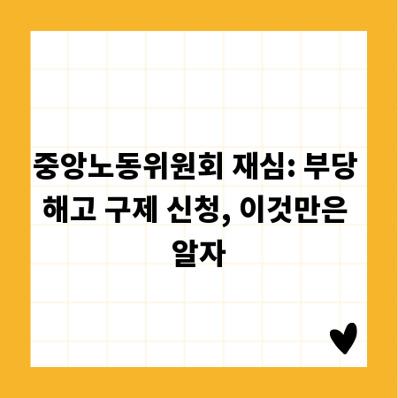 중앙노동위원회 재심: 부당 해고 구제 신청, 이것만은 알자