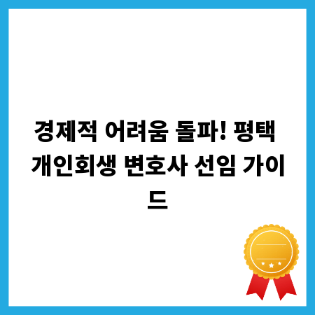 경제적 어려움 돌파! 평택 개인회생 변호사 선임 가이드