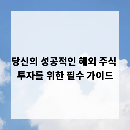당신의 성공적인 해외 주식 투자를 위한 필수 가이드