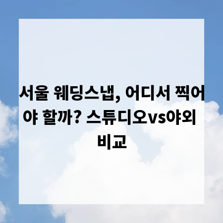 서울 웨딩스냅, 어디서 찍어야 할까? 스튜디오vs야외 비교
