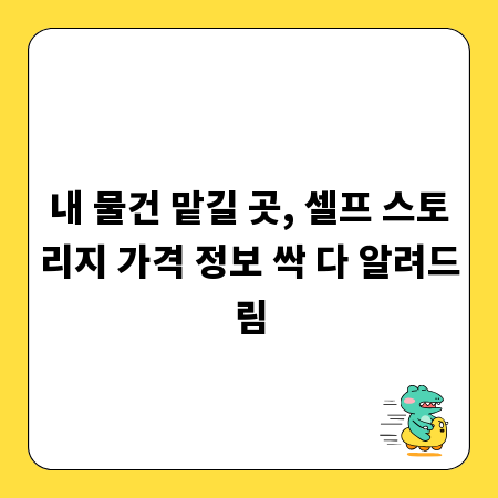 내 물건 맡길 곳, 셀프 스토리지 가격 정보 싹 다 알려드림