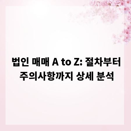 법인 매매 A to Z: 절차부터 주의사항까지 상세 분석