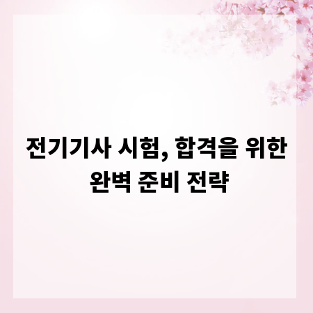 전기기사 시험, 합격을 위한 완벽 준비 전략