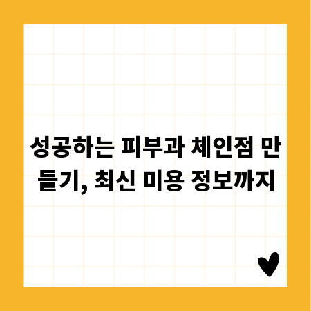 성공하는 피부과 체인점 만들기, 최신 미용 정보까지