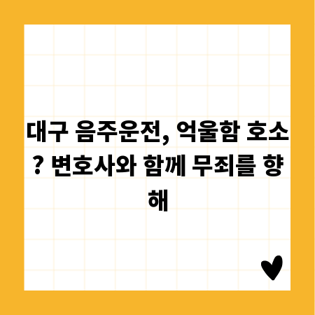 대구 음주운전, 억울함 호소? 변호사와 함께 무죄를 향해