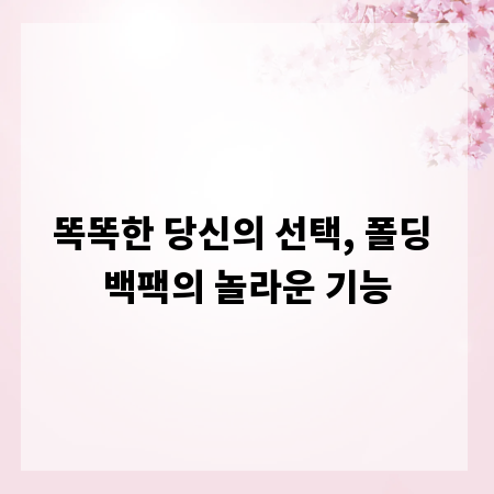 똑똑한 당신의 선택, 폴딩 백팩의 놀라운 기능