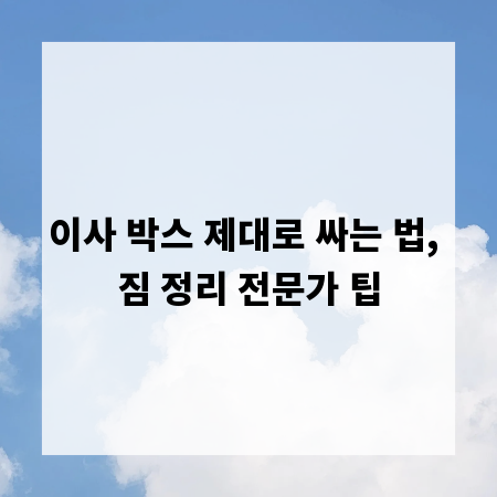 이사 박스 제대로 싸는 법, 짐 정리 전문가 팁