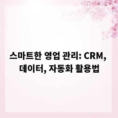 스마트한 영업 관리: CRM, 데이터, 자동화 활용법