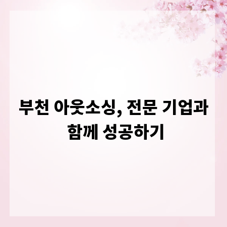 부천 아웃소싱, 전문 기업과 함께 성공하기