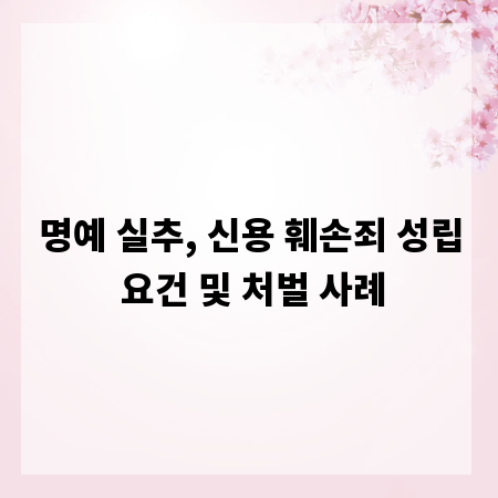 명예 실추, 신용 훼손죄 성립 요건 및 처벌 사례