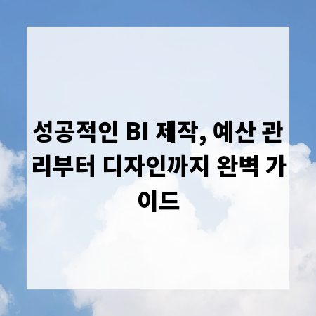 성공적인 BI 제작, 예산 관리부터 디자인까지 완벽 가이드