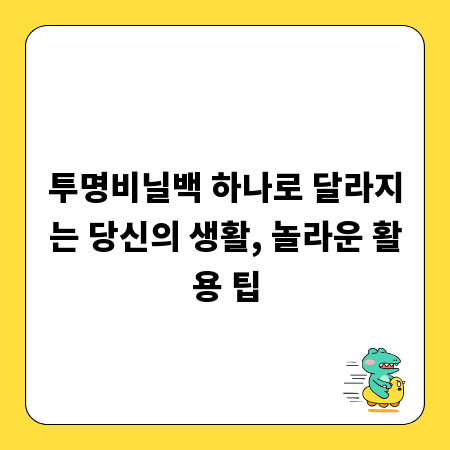 투명비닐백 하나로 달라지는 당신의 생활, 놀라운 활용 팁