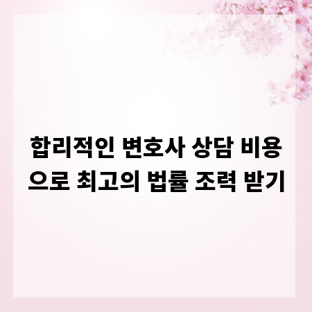 합리적인 변호사 상담 비용으로 최고의 법률 조력 받기