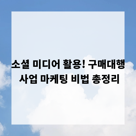 소셜 미디어 활용! 구매대행 사업 마케팅 비법 총정리