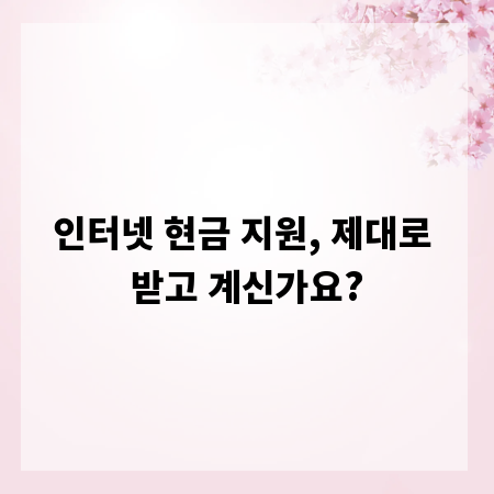 인터넷 현금 지원, 제대로 받고 계신가요?