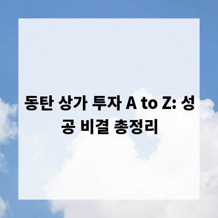 동탄 상가 투자 A to Z: 성공 비결 총정리