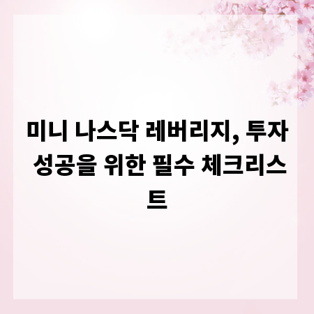 미니 나스닥 레버리지, 투자 성공을 위한 필수 체크리스트