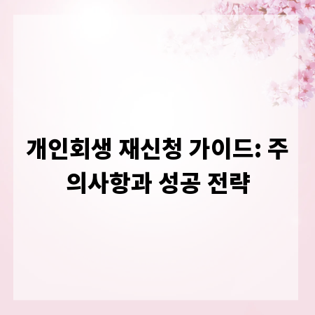 개인회생 재신청 가이드: 주의사항과 성공 전략