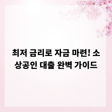 최저 금리로 자금 마련! 소상공인 대출 완벽 가이드