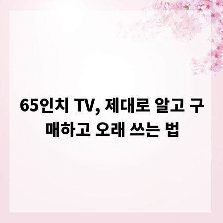 65인치 TV, 제대로 알고 구매하고 오래 쓰는 법