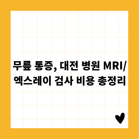 무릎 통증, 대전 병원 MRI/엑스레이 검사 비용 총정리