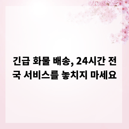 긴급 화물 배송, 24시간 전국 서비스를 놓치지 마세요