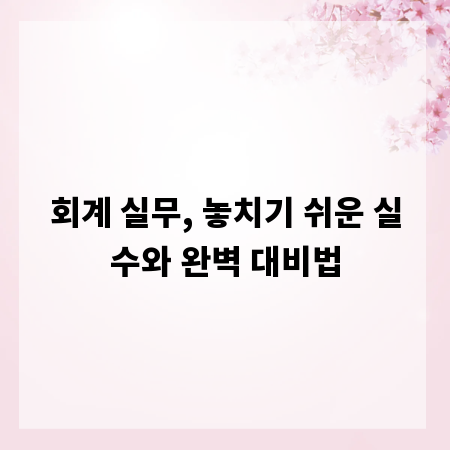회계 실무, 놓치기 쉬운 실수와 완벽 대비법